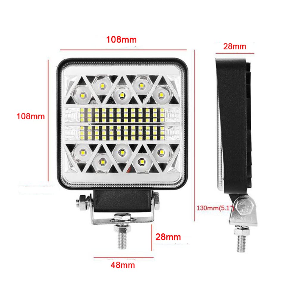 Faro da lavoro a LED, 2 x 102 W, quadrato, per escavatori Trecker