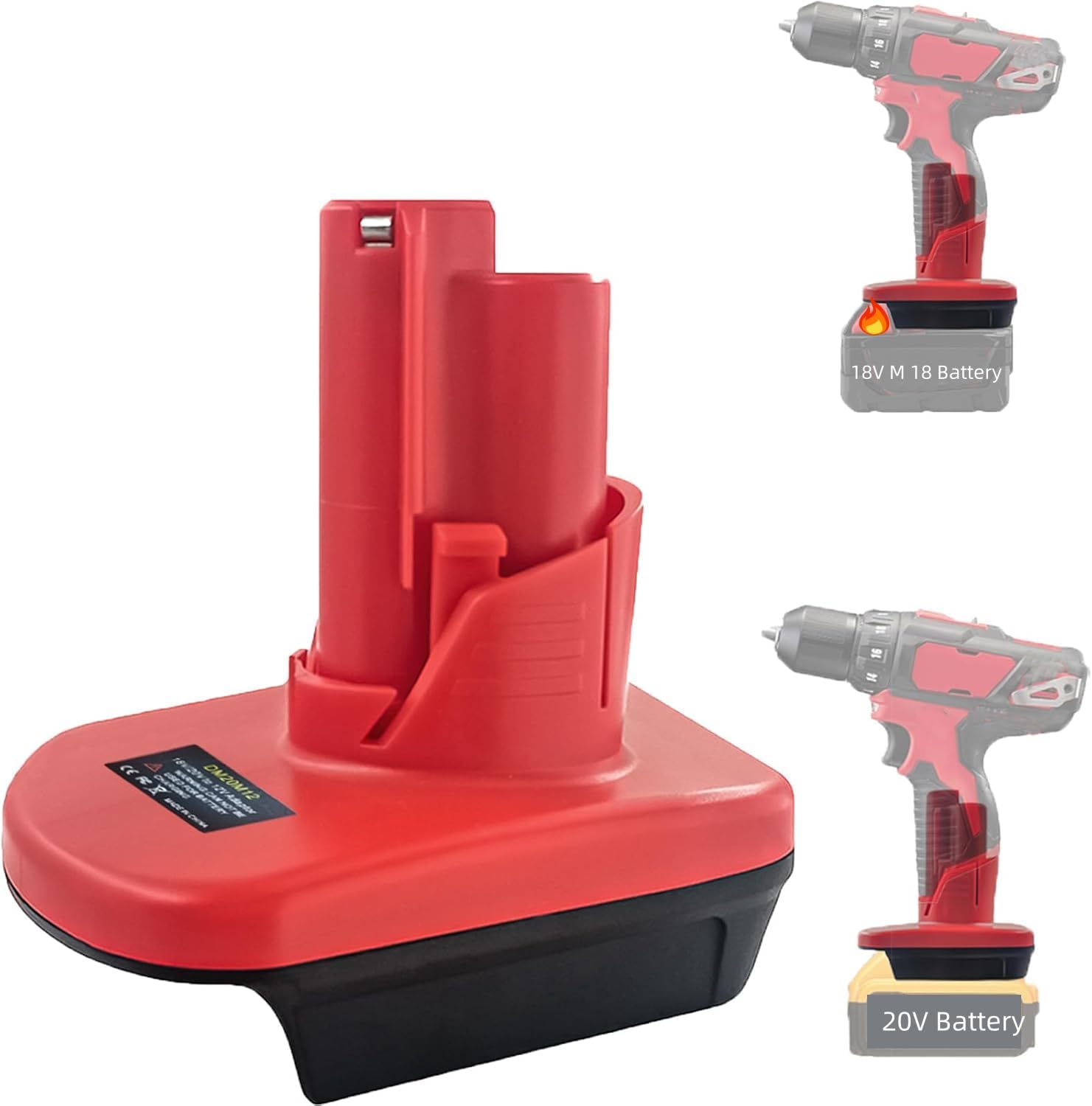 ZWDXRB Battery Adapter for Milwaukee M12 Tools, for DeWalt 20V Convert to M12 12V Li-ion Battery, for Milwaukee M18 18V Li-on Battery Work to Milwauke 12V Tools (Adapter ONLY)