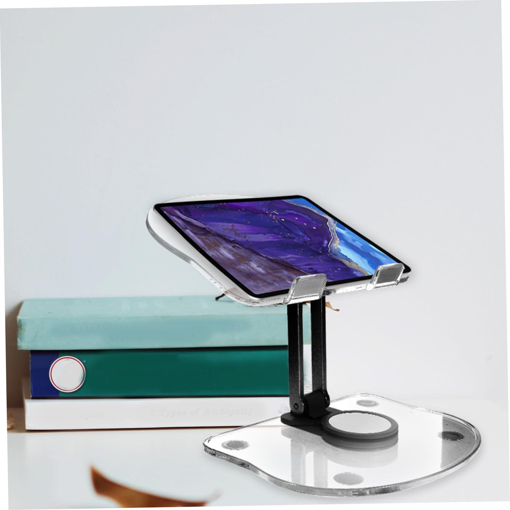 Soporte para Tableta Plegable y Antideslizante, Diseño Compacto y Ligero, Ajustable en Ángulo para Cocina y Escritorio, Color Negro, Adecuado para Usuarios Prácticos y Versátiles