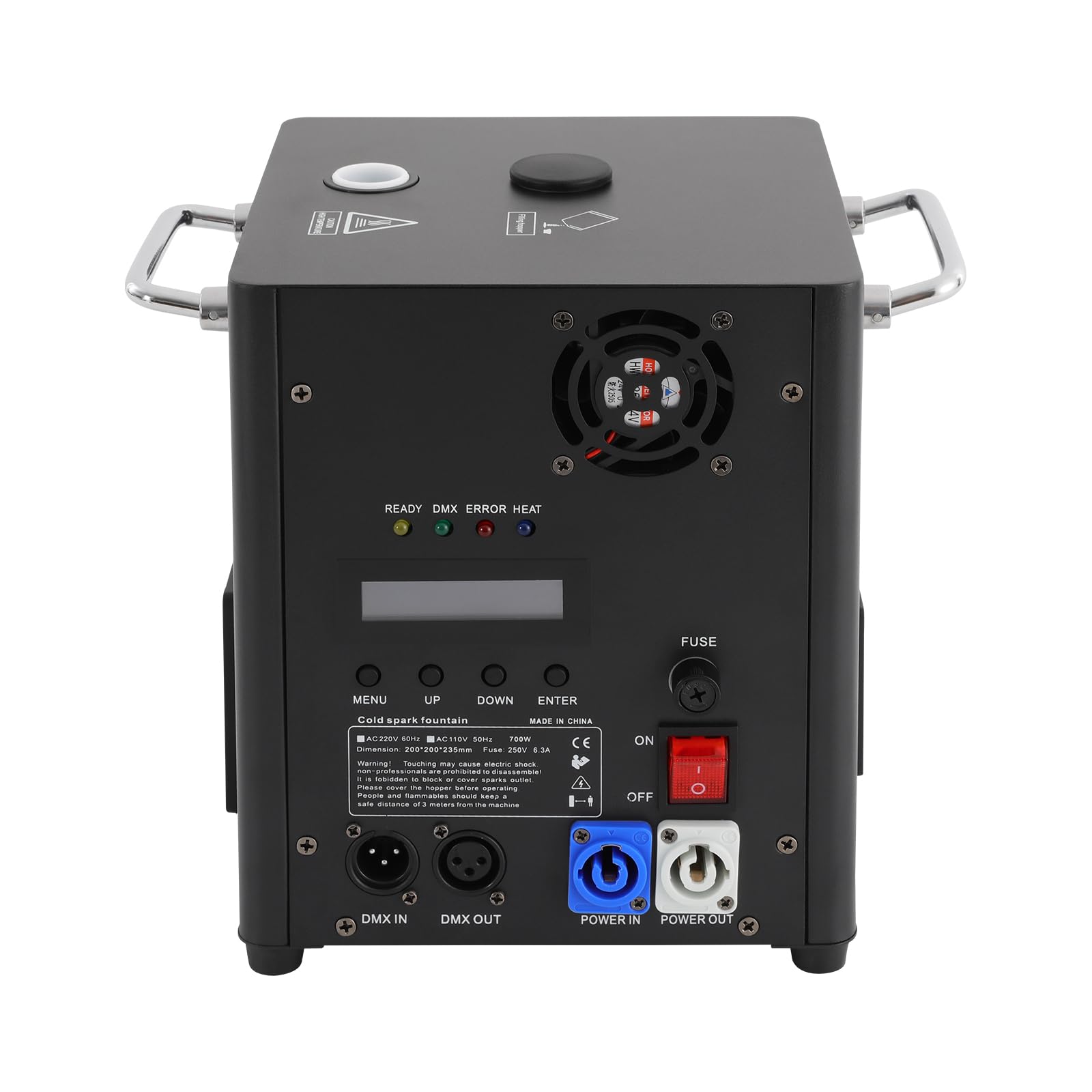 Futchoy Elektronisch Pyrotechnikmaschine 700W 2er Set, Kalte Funken Maschine mit Fernbedienung DMX, Pyrotechnische Maschine für Bühne Hochzeit Events, Cold Spark Machine mit LCD Display (Schwarz)
