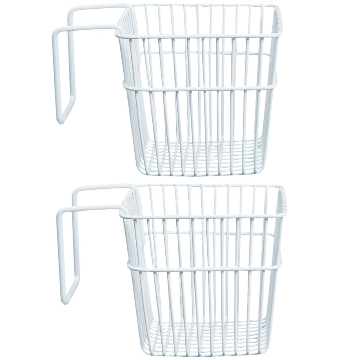 Cestas colgantes sin perforación blanco de acero inoxidable para baño y cocina, juego de 2 piezas