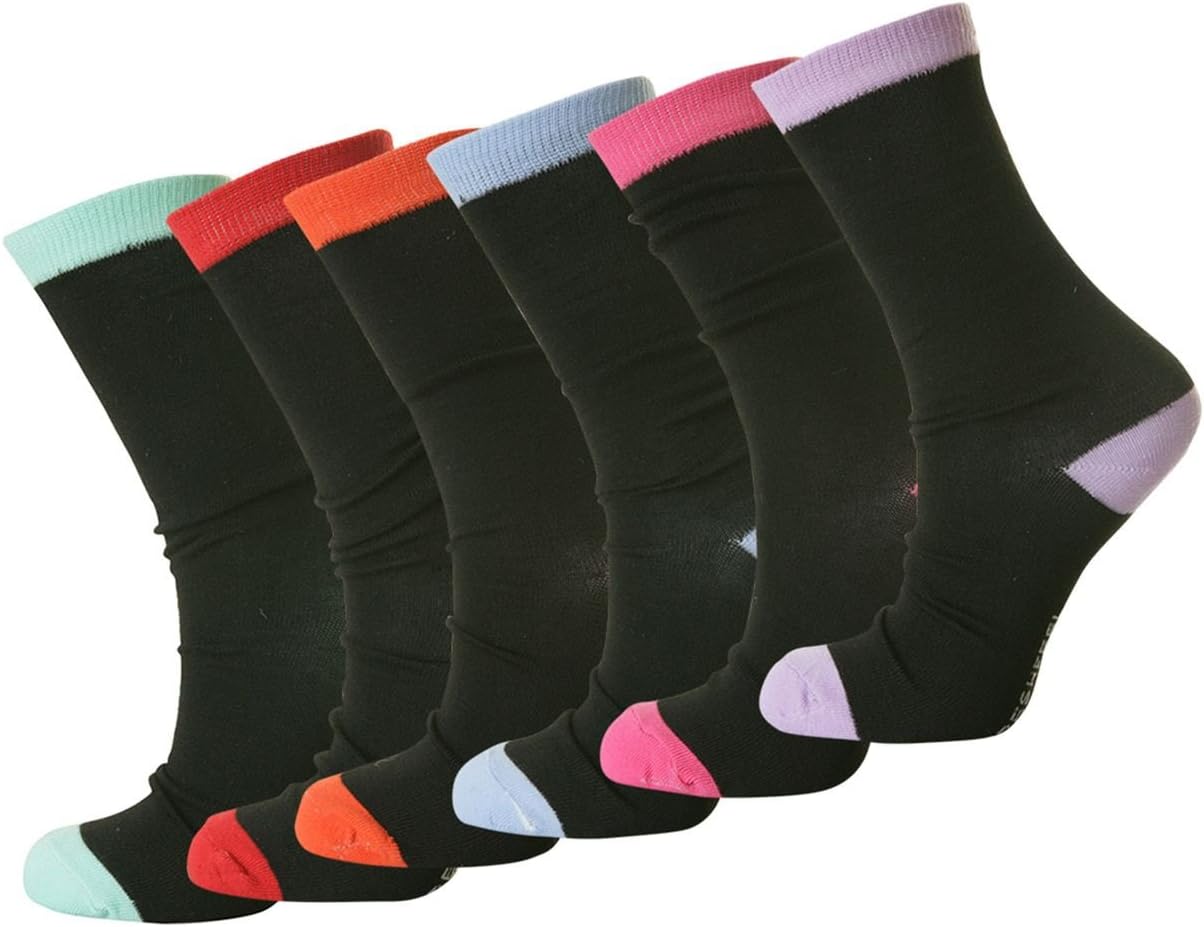 6 PAIRS NON ELASTIC DIABETIC LADIES EASY GRIP LOOSE SOFT TOP RICH COTTON SOCKS UK 4-7 EUR 35-39 Rozgul­®
