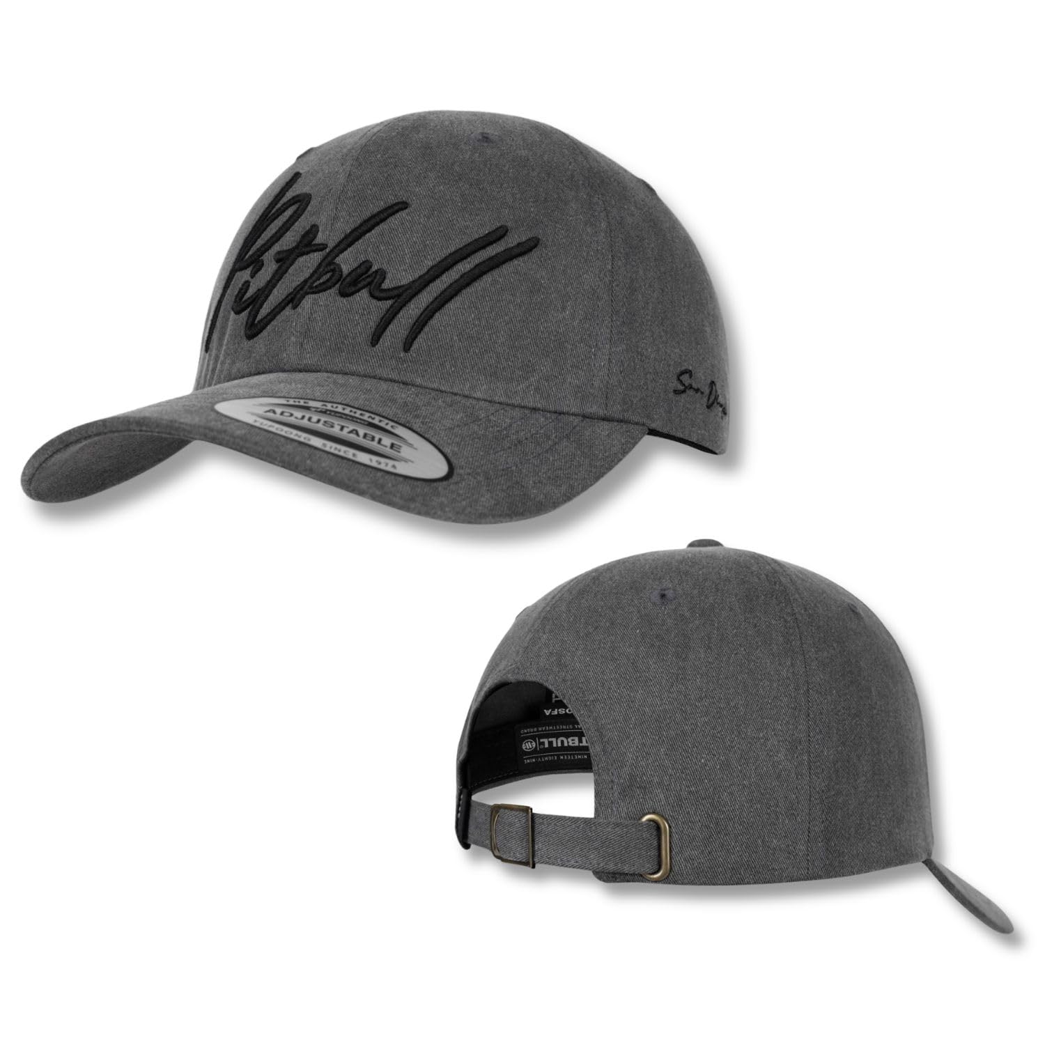 PITBULL Snapback Cap SAN Diego – Baseball Cap Herren Damen, verstellbare Kappe, gebogener Schirm, Baumwolle Cap, Streetwear Mütze, Unisex Freizeit