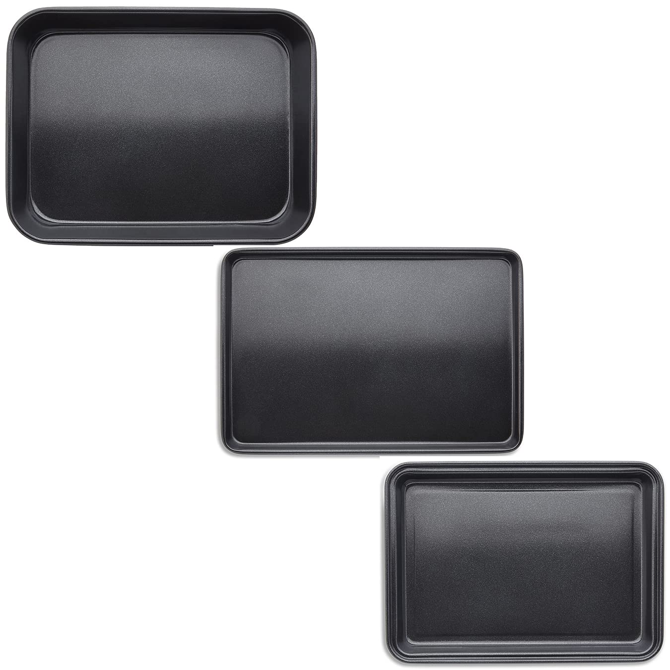 Tower T943031B3 Precision Plus 3-teiliges Backformen-Set, aluminierter Stahl mit Antihaftbeschichtung, schwarz