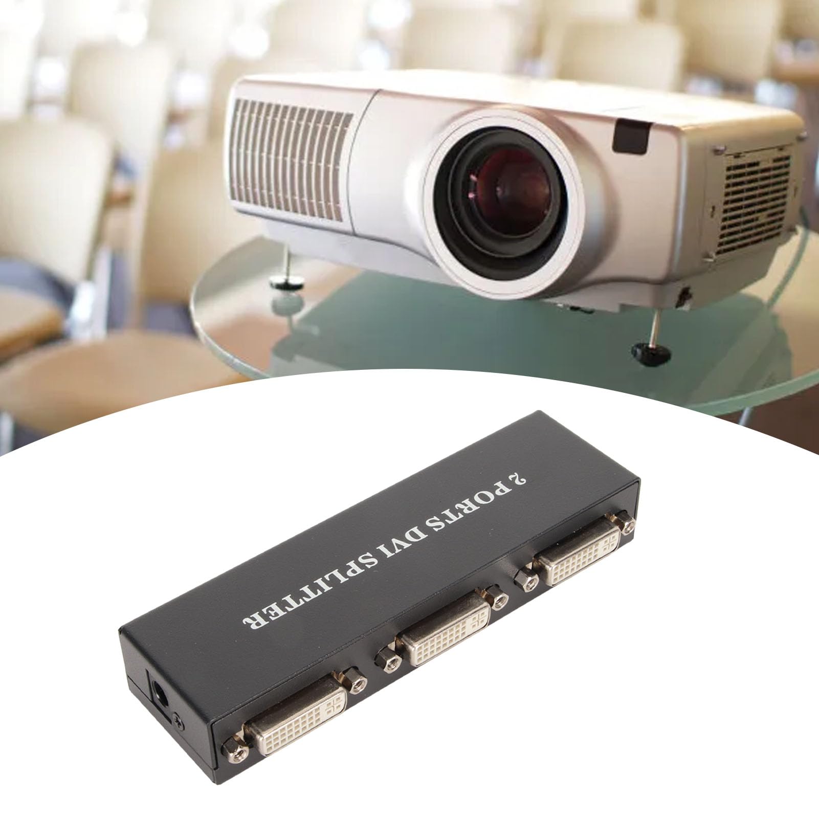 1x2 DVI Splitter, 1 In 2 out 1920x1440 HD 1080P 2 Puertos DVI Input Lossless Signal Transmission, DVI Video Splitter para PC HDTV Projector (Enchufe de la UE)
