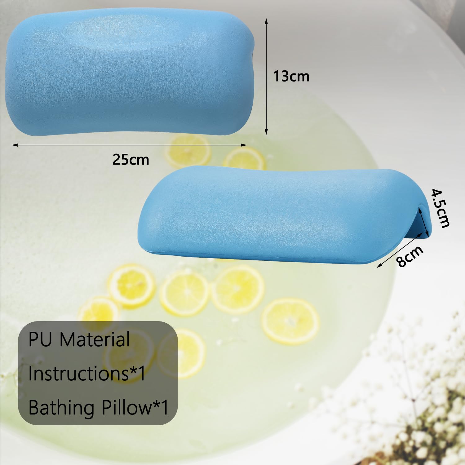 Almohada de Baño Impermeable con Ventosas Antideslizantes - Reposacabezas Ergonómico para Bañera/Hidromasaje, Cojín SPA Hogareño de Material Premium, Máximo Confort y Relax Profundo - Azul