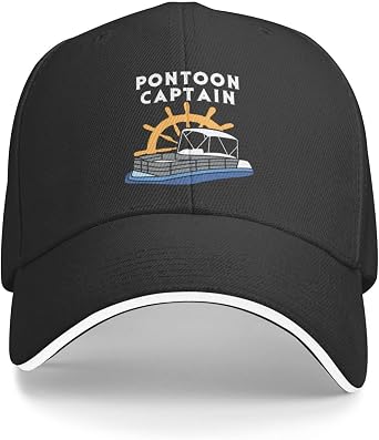Kkaingg Pontoon Captain - Pontoon Boat - Pontooning Party Baseball Cap Gifts Men Trucker Hat Women Sun Hat Dad Cap Black