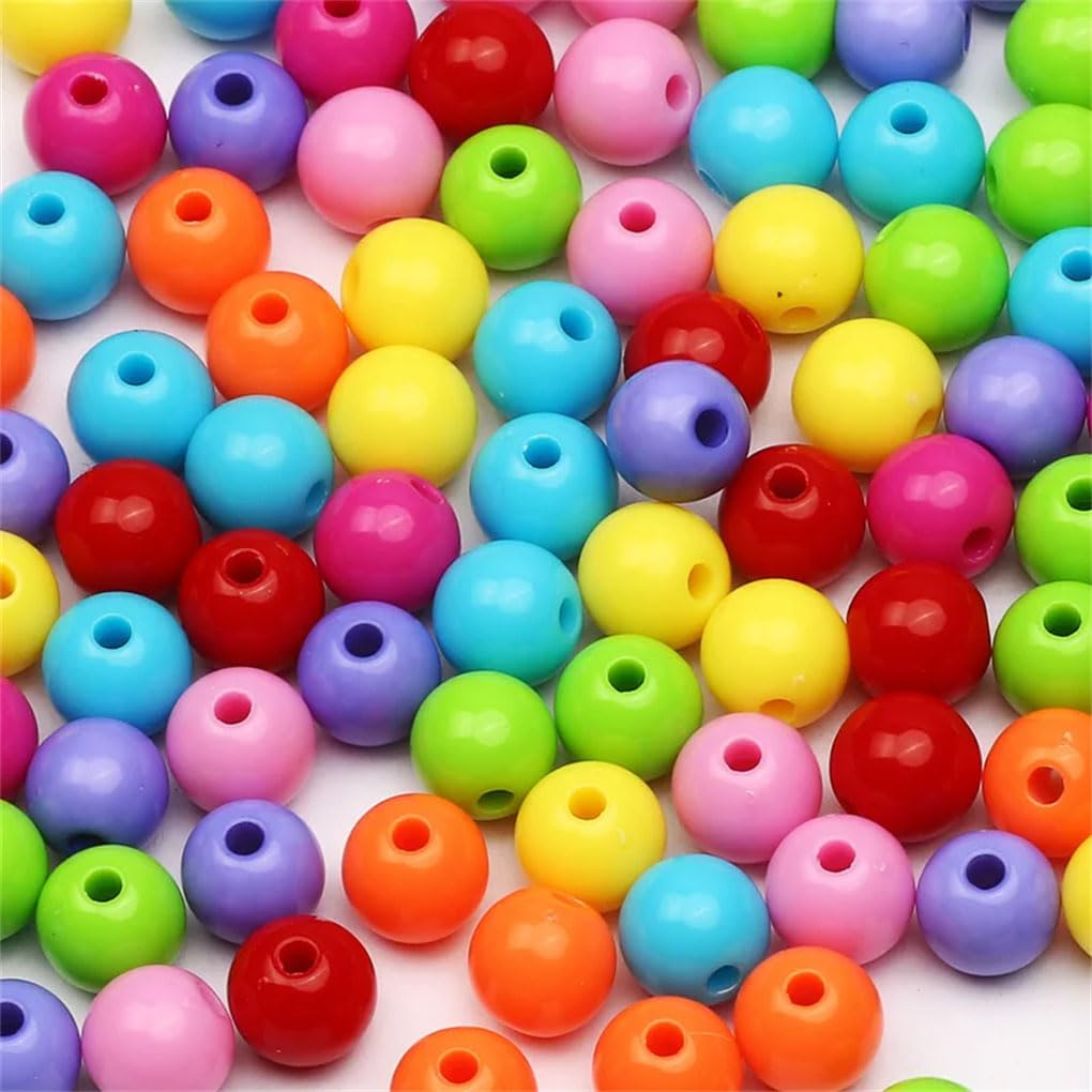 akrylowe koraliki rzemieślnicze, Wielokolorowe okrągłe koraliki akrylowe 6-20 mm w opakowaniu 330 sztuk do wyrobu biżuterii(Black,10mm 50pcs)