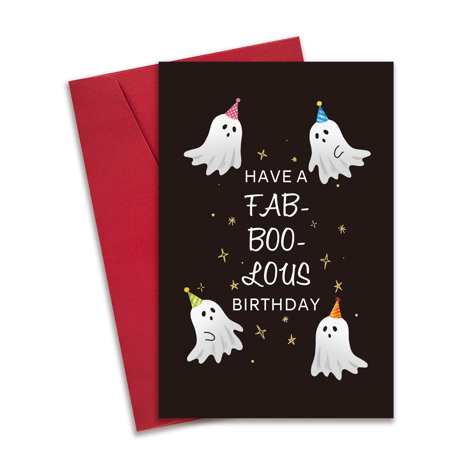 RollupJoy Cute Ghost Birthday Card, Funny Spooky Bday Card for Friend, Happy Halloween Birthday Card Gifts for Boy Girl Kids, Have a Fab-Boo-Lous