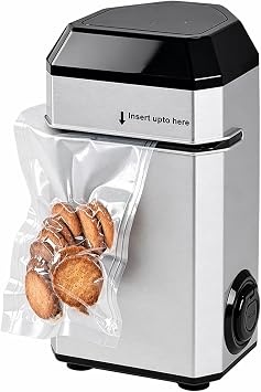 Food Vacuum Sealer, 60 KPa Vertical Roller Sealing Packaging Machine, with External Vacuum Tube, 5mm Sealing Line, for Liquids, Marinades, Vegetables, Meats and More Silver