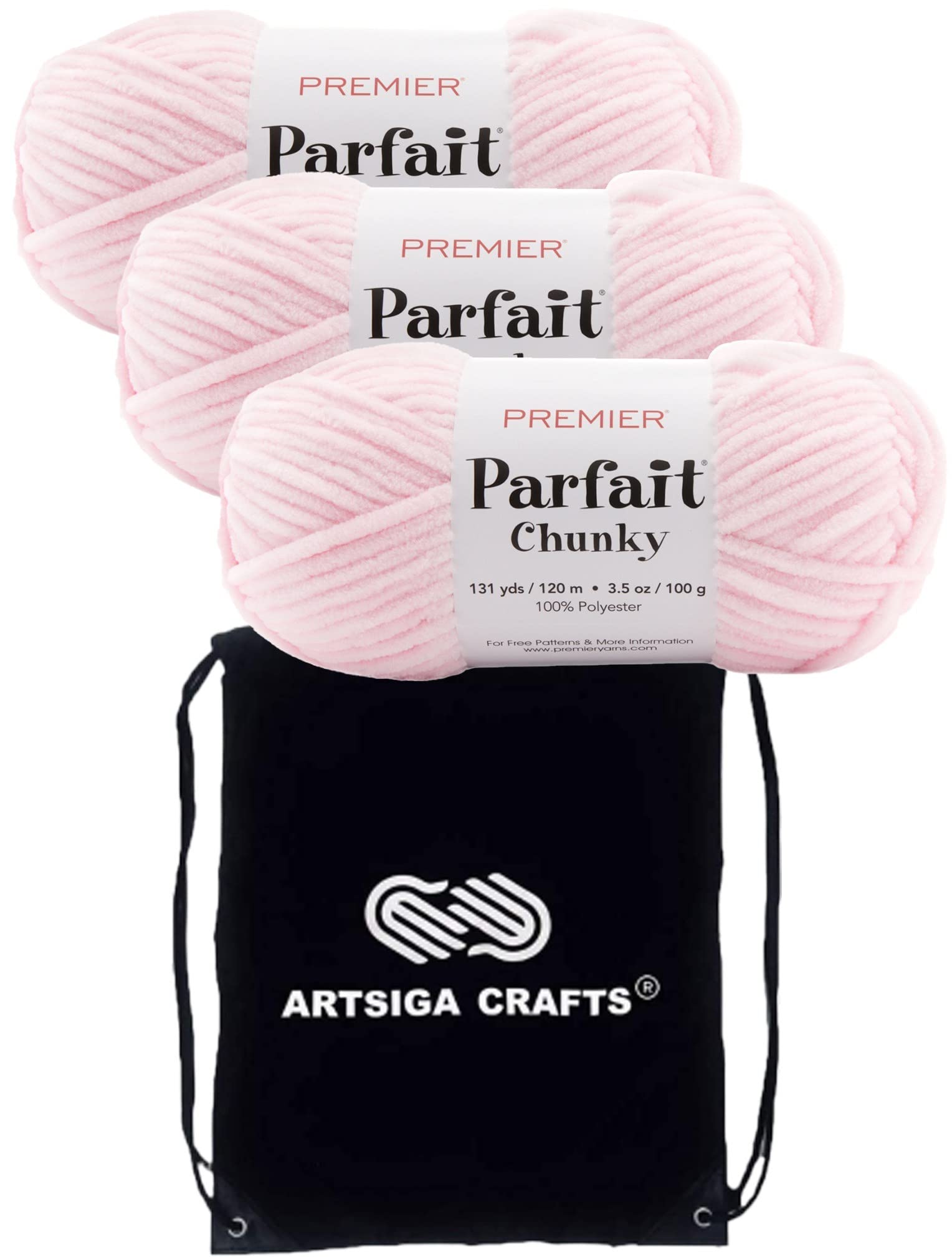 Hilo Premier Yarns Parfait Chunky de tacto de nube y poliéster premium para tejer calidad #6