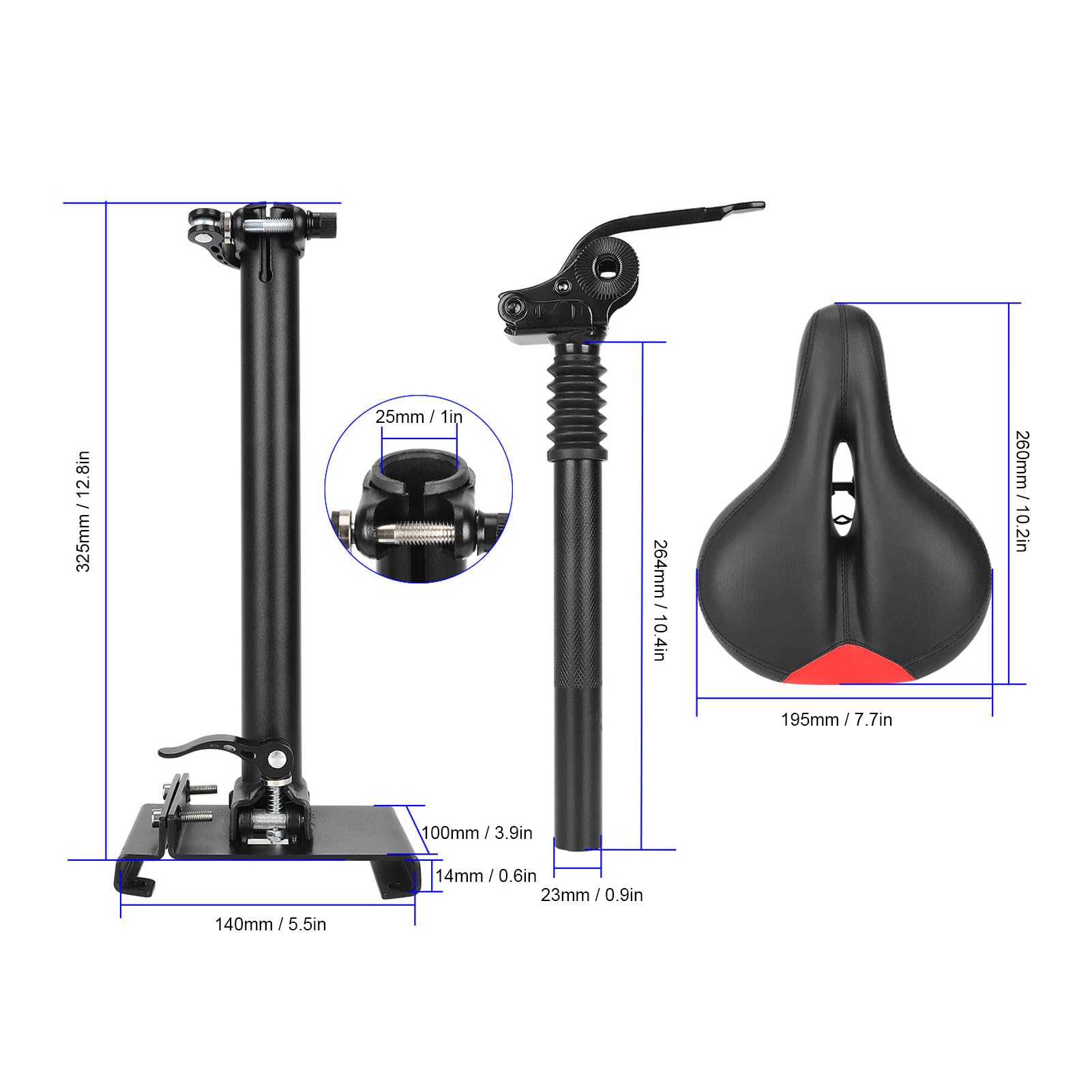 BuyWeek Selle de Siège Scooter Électrique pour Xiaomi M365 1S Lite, Selle de Trottinette Électrique Pliable Hauteur Réglable Ergonomique Amortissant Les Chocs avec Tournevis et Clé