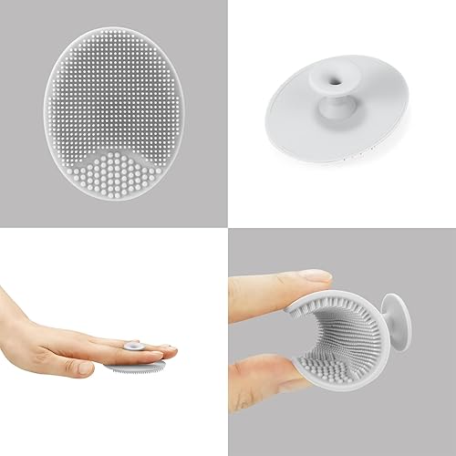 Miniatura 5 de PandaEar Taza de enjuague de baño para bebé, enjuague de champú de silicona para bebés con 2 cepillos para tapa de cuna para niños pequeños lavado