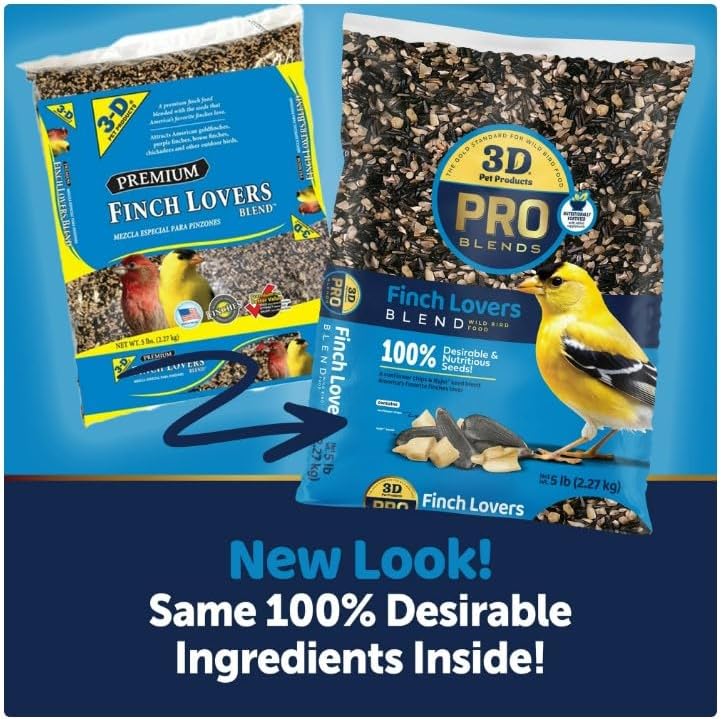 3-D Pet Products Finch Food Finch Lovers Mix Dry Wild Bird Food, Seeds ~ 5 Lb Bag ~ Ideal for Attracting Finches and Other Wild Birds.