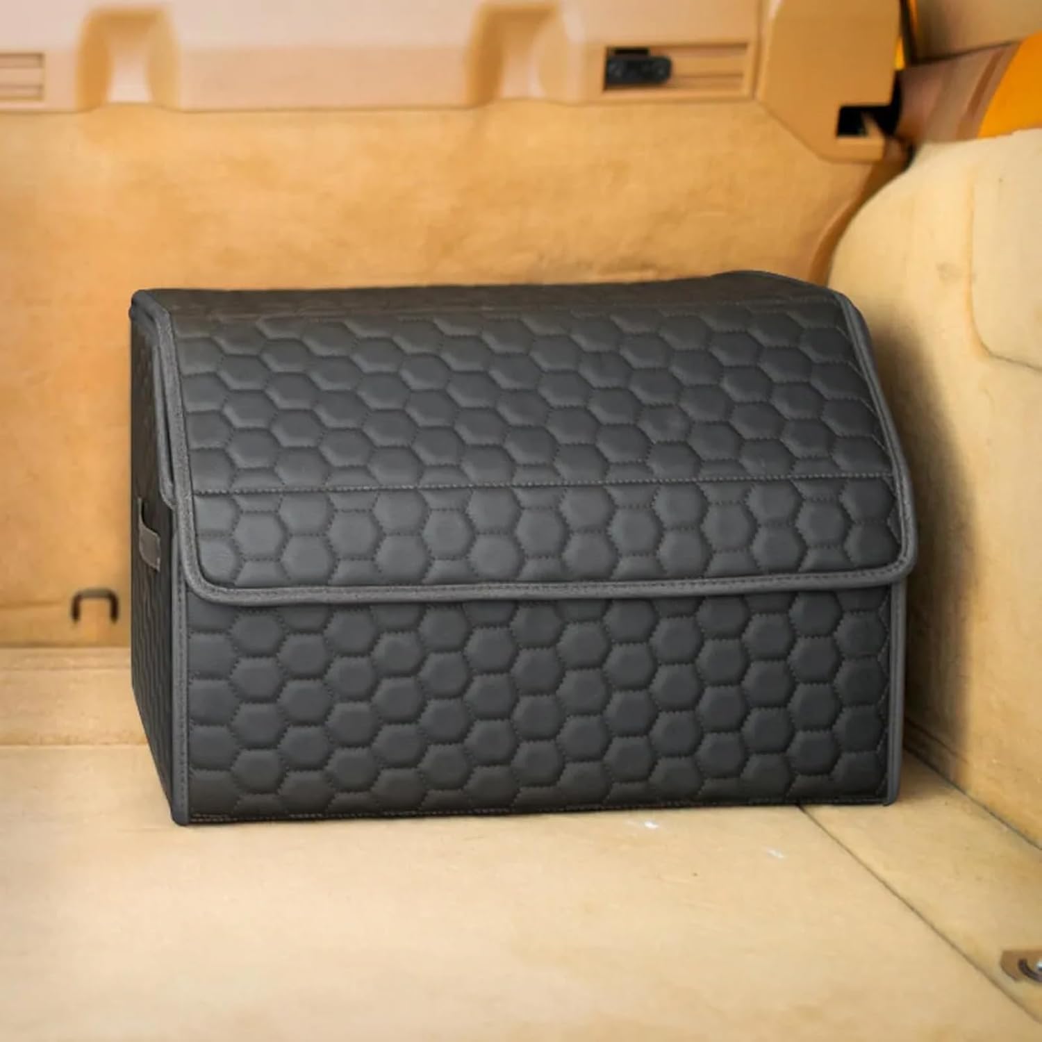 Owleys Trunk Organizer For Car – Collapsible Storage Bins – Keep Groceries, Sports Gear & Tools Secure On Road Trips – Best Gifts for Men – Heavy Duty Cargo Tote (Black 21.6)