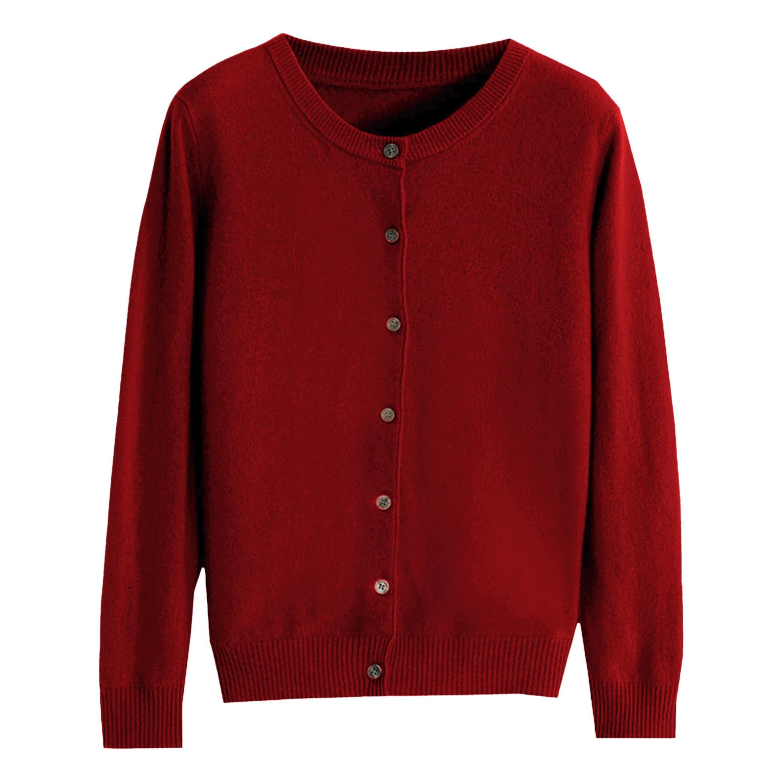 Generisch Cárdigan de cachemira para mujer de manga larga con tira de botones en la parte delantera cálido suéter de punto elástico de invierno chaqueta fina de punto frontal abierto parte superior