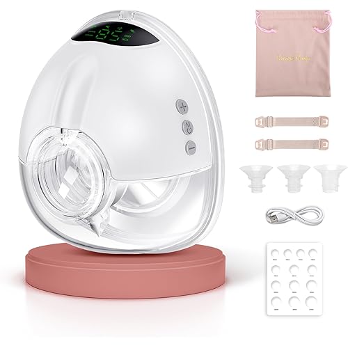 Lulia Wearable Breast Pump Hands Free, Electric Breastfeeding Pump with 4 Modes & 9 Levels, Strong Suction, Painless, 6oz Large Capacity, BPA Free, 17/19/21/24MM Flanges Included (1 Pack)