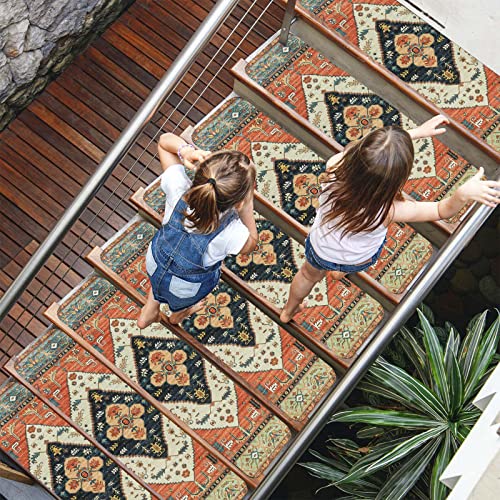 Ojia Non-Slip Carpet Stair Treads For Wooden Steps Set Of 15, 30"X8" Indoor Stair Runner Extra Slip Resistant Stair Rugs Rubber Safety Mats For Dogs, Kids & Elders, Stairway Grip Step Treads #TOP5