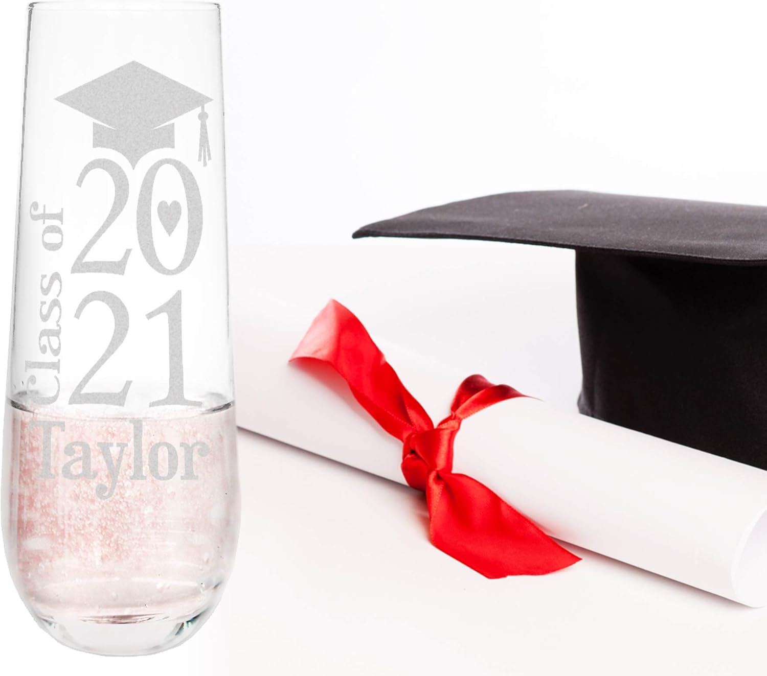Custom-Engraved-Glasses-by-StockingFactory ONE College Graduation Gifts for Men Class of 2021 Masters Bachelors Graduate Degree Stemless Wine or Beer Glass Personalized Drinking Mug