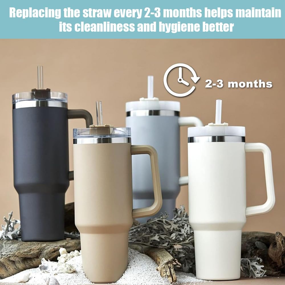 6 Pcs Replacement Straw, Tritan BPA-Free 12 inch Reusable Straw with 2 Cleaning Brushs Compatible for Stanley 40 oz 30 oz Cup Tumbler Cups, Jars, YETI - Image 5