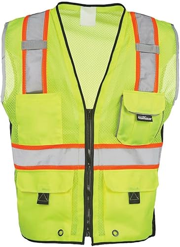 J. J. Keller & Associates, Inc. Chaleco de seguridad resistente de alta visibilidad, dos tonos, tipo R clase 2, lima, SAFEGEAR