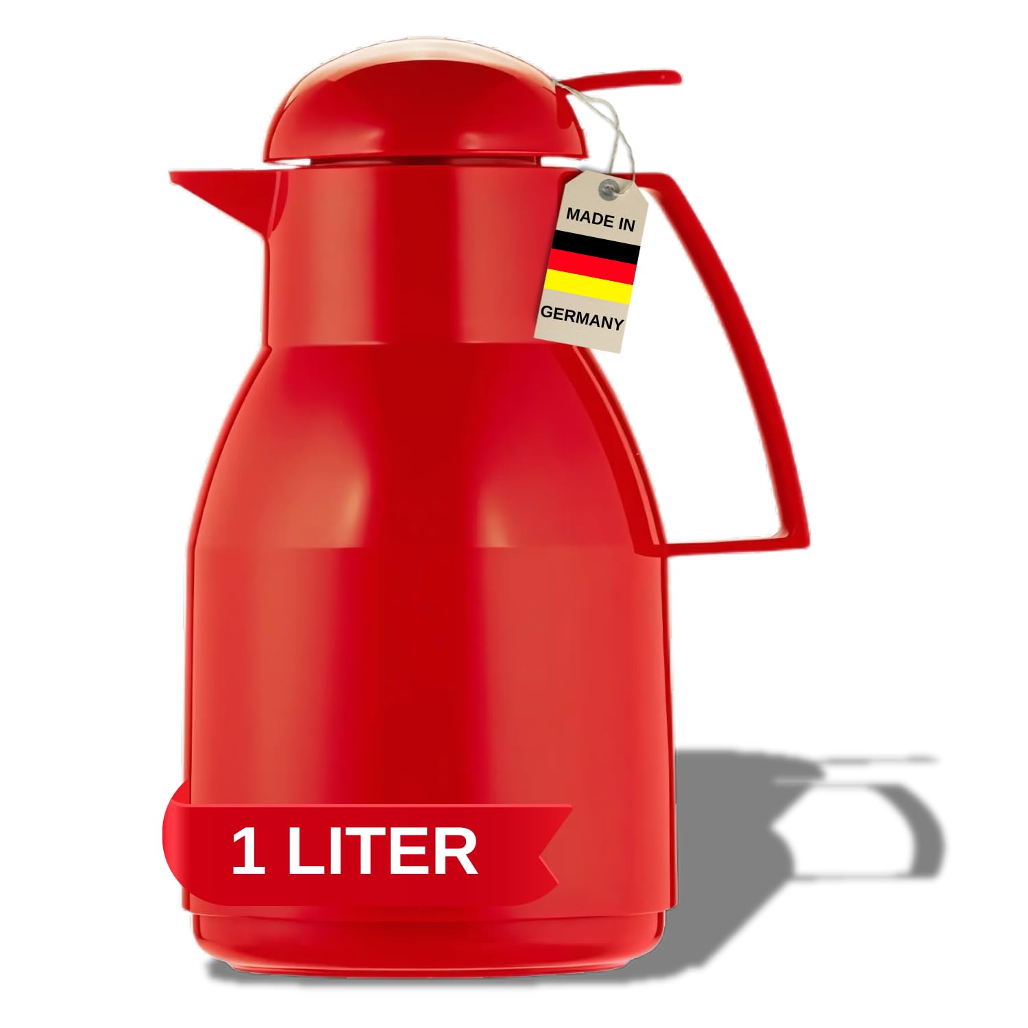 Helios Top Push Vacuum Jug Red 1 Litre