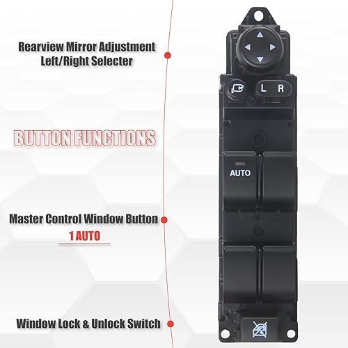 Miniatura 3 de DF73-66-350B Interruptor de ventana eléctrica maestro lado del conductor compatible con Mazda 2 2011 2012 2013 1.5L L4