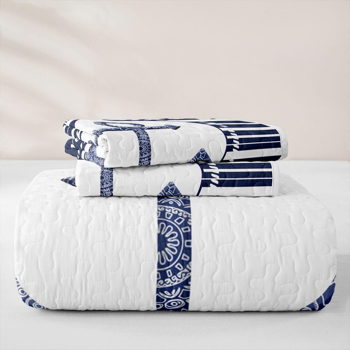 Feelyou Nautical Anchor Quilt Queen Size for Kids