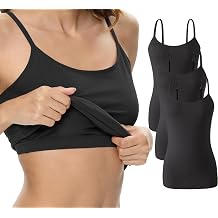 Vislivin Womens Cotton Camisole Adjustable Strap Tank Tops with Shelf Bra Stretch Undershirts