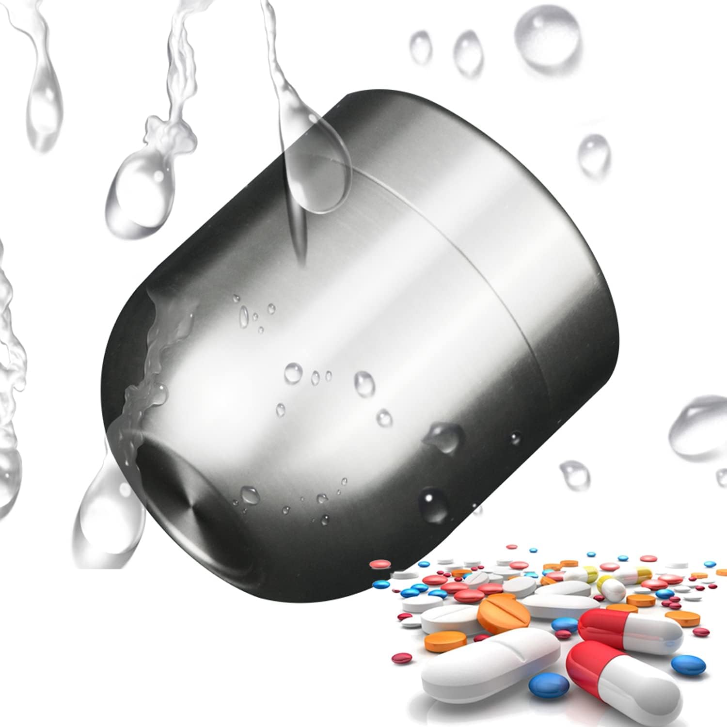 Small Travel Pill Jar, Titanium Pill Container Large