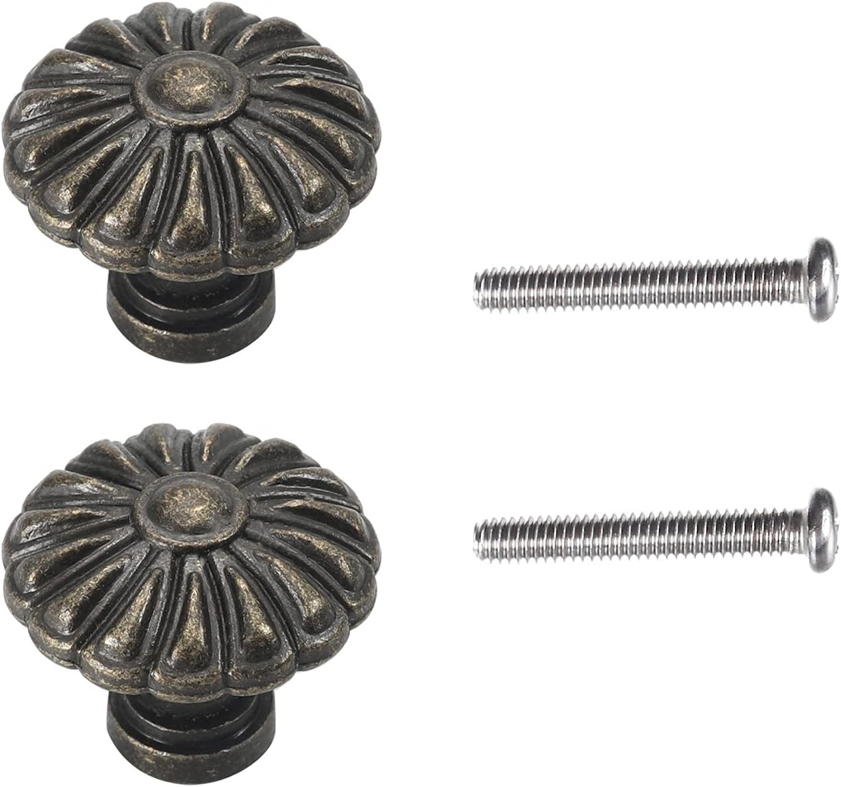MroMax Vintage Small Knobs 1.14inch Dia Antique Bronze Tiny Handles Dresser Drawer Pull Knobs Zinc Alloy with Screws Replacement Decoration Knobs for Cabinet Drawer Makeup Cupboard Closet 2pcs