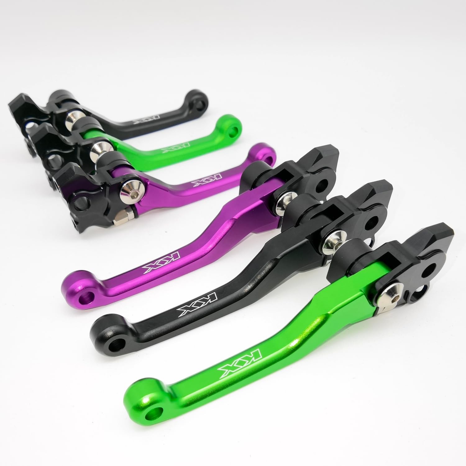 Dirt Bike CNC Pivot Black Brake Clutch Levers Adjustable Compatible with KX450 2019-2023 | KX450X 2021-2023 | KX450SR 2022-2023 | KX250 2021-2024 | KX450F 2019-2022 (Purple)