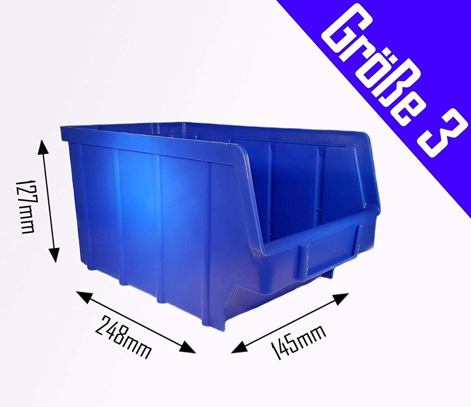 S&S-Shop 26 caja apilables azul tamaño 3 | de plástico de | con bandeja para cartuchos