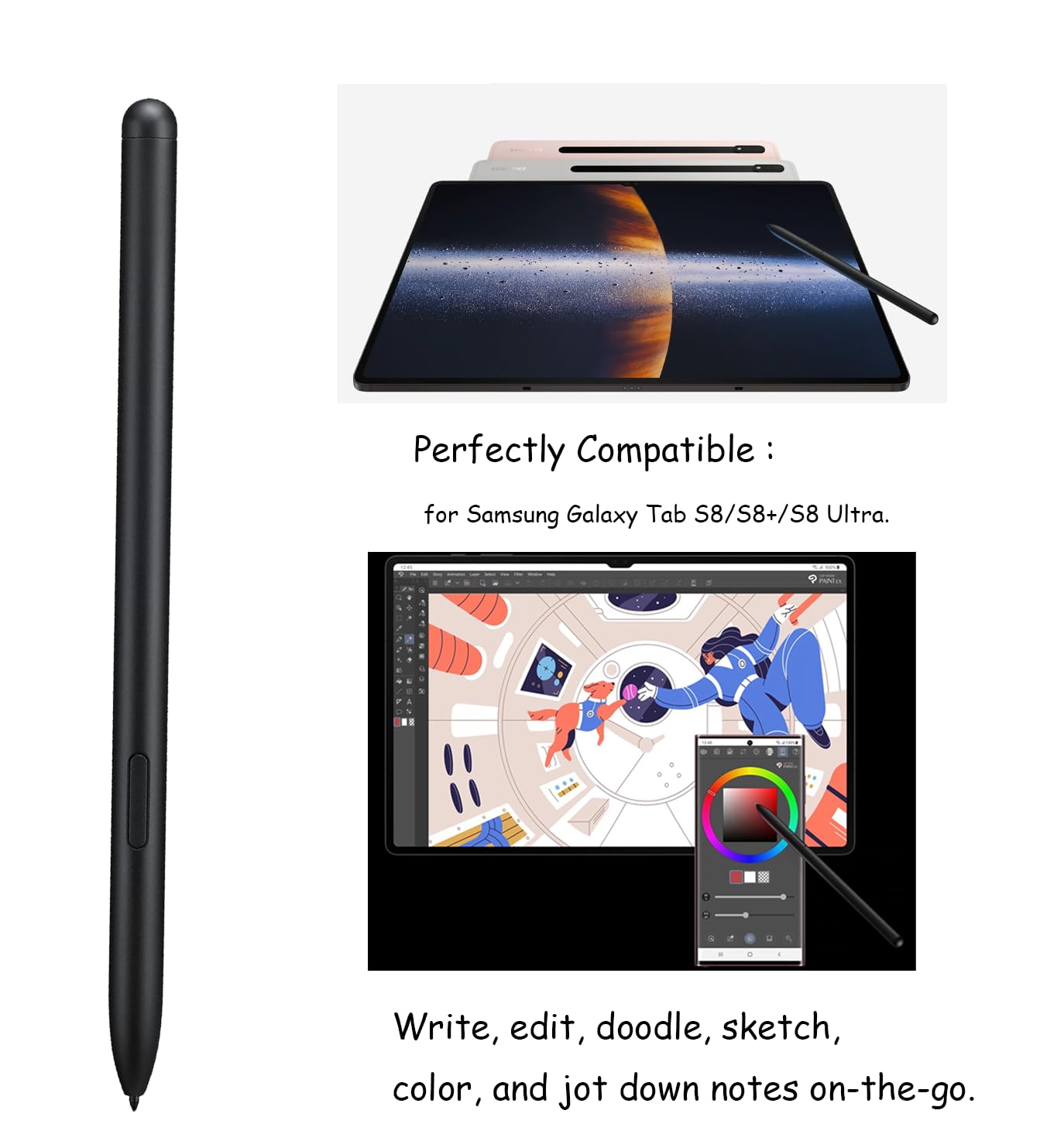 Galaxy Tab S8 Ultra 本体 + S Pen Galaxy Tab S8 Ultra S Pen Replacement - No Bluetooth, Black