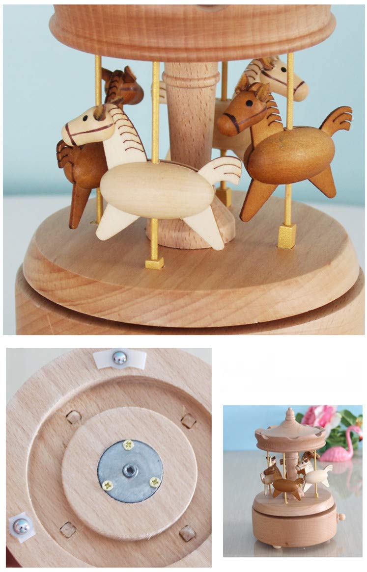 Escenarios Innovadores Caja de Música de Madera, Primo Creativo manivela de Madera artesanías Caja de música Mejor Regalo y Decoraciones Idea para Cumpleaños, Navidad - Merry-Go-Round