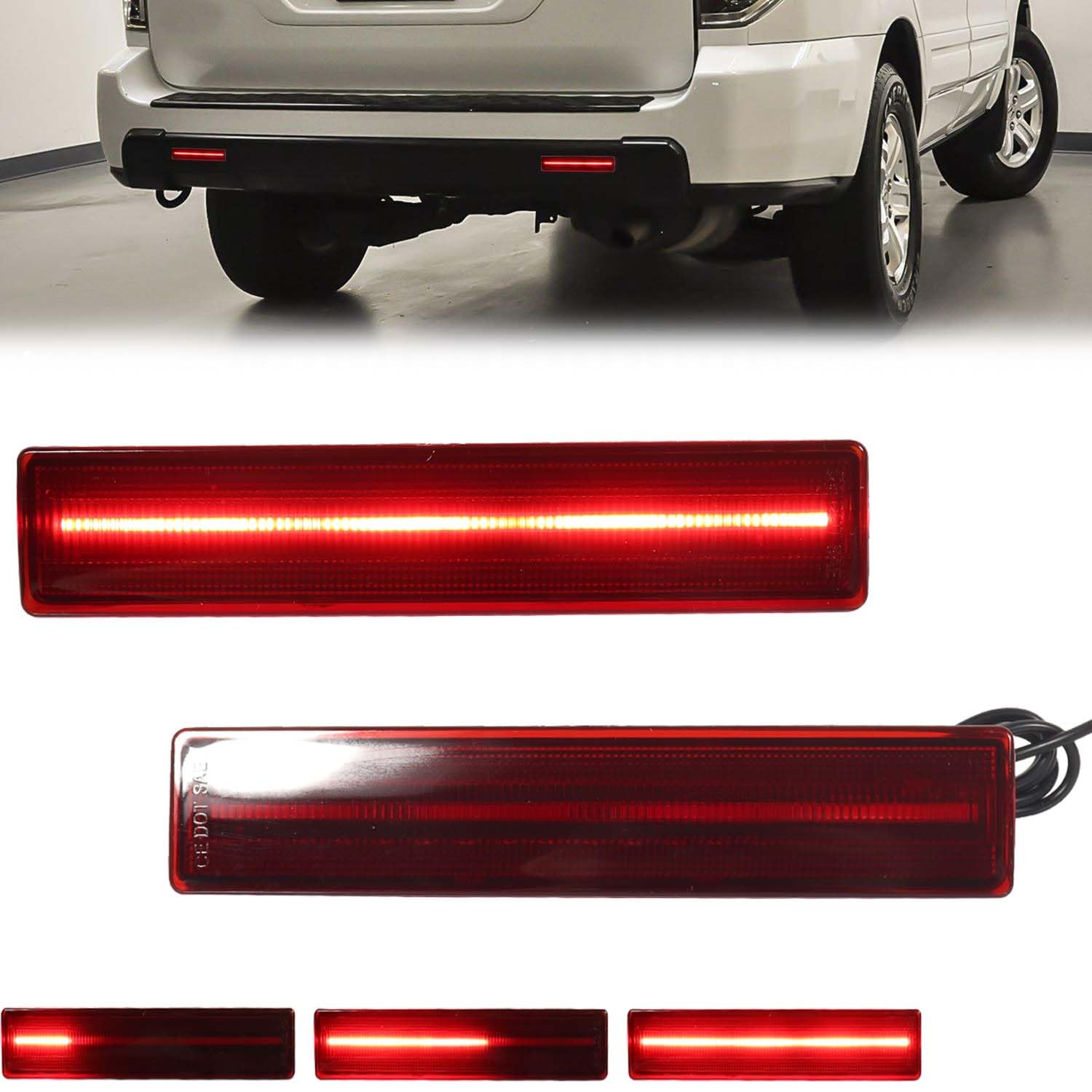 Amazon.com: GSOWO 2 PCS Red Rear Bumper Reflector Brake Tail
