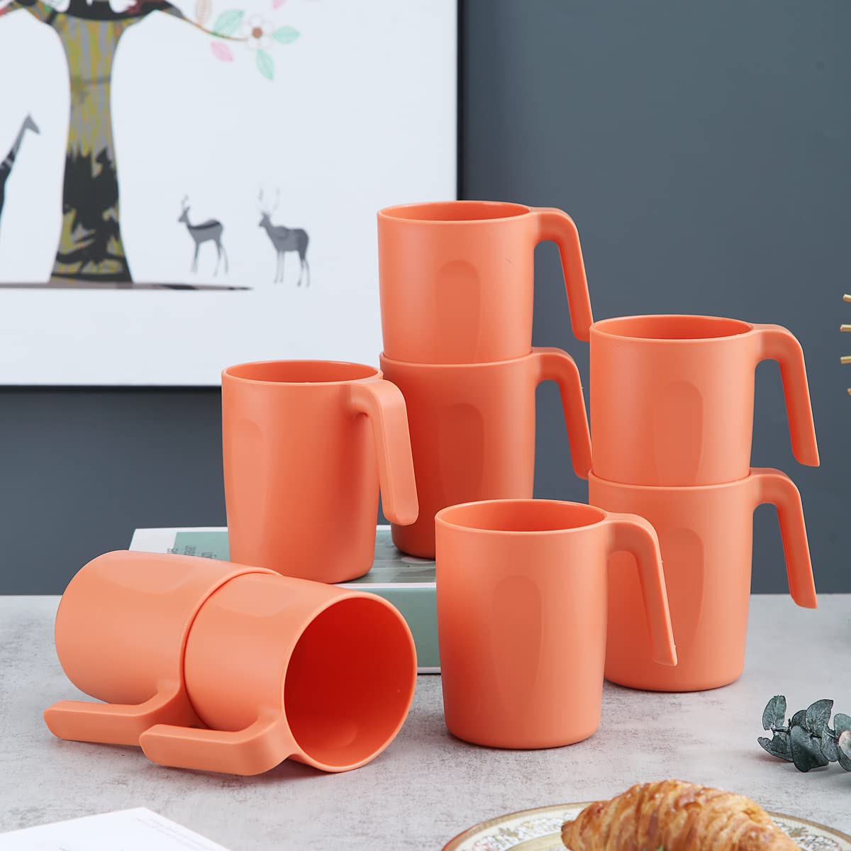 8 Gobelets En Plastique Réutilisables Yongheng - 350ml Micro-ondable - Pour Café, Voyage, Famille
