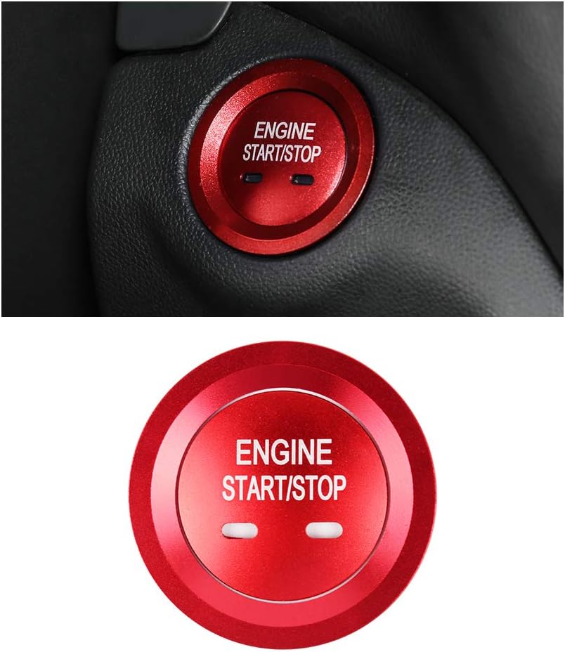 CARFIB Ignition Button Decals Fit for Chevrolet Chevy Equinox Malibu Sonic Traverse Trax Accessories Push Start Stop Stickers Caps Covers Parts Car Interior Decoration Aluminum Alloy Red 2Pcs
