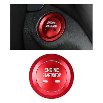 CARFIB Ignition Button Decals for Chevrolet Chevy Malibu Accessories 2Pcs | Red Aluminum Alloy Push Start Stop Stickers Fit for Equinox Sonic Traverse Trax Car Interior Decoration Caps Covers