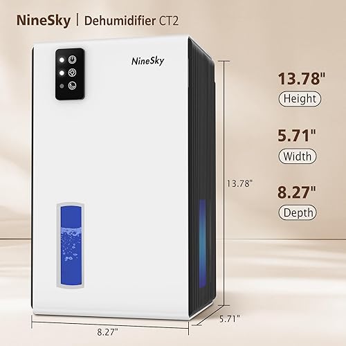 Miniatura 2 de NineSky Deshumidificadores para el hogar, tanque de agua de 95 onzas, (1000 pies cuadrados), deshumidificadores para baño, dormitorio, sótano con