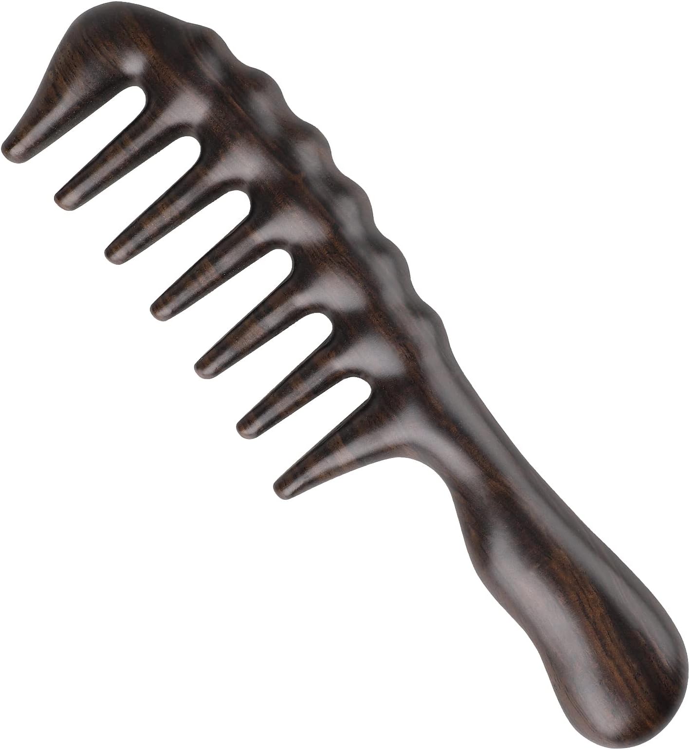 Onedor Handmade 100% Natural Black Sandalwood Hair Combs- Anti-Static Sandalwood Scent Natural Hair Detangler Wooden Comb (Extra Wide Tooth Thickening Comb)