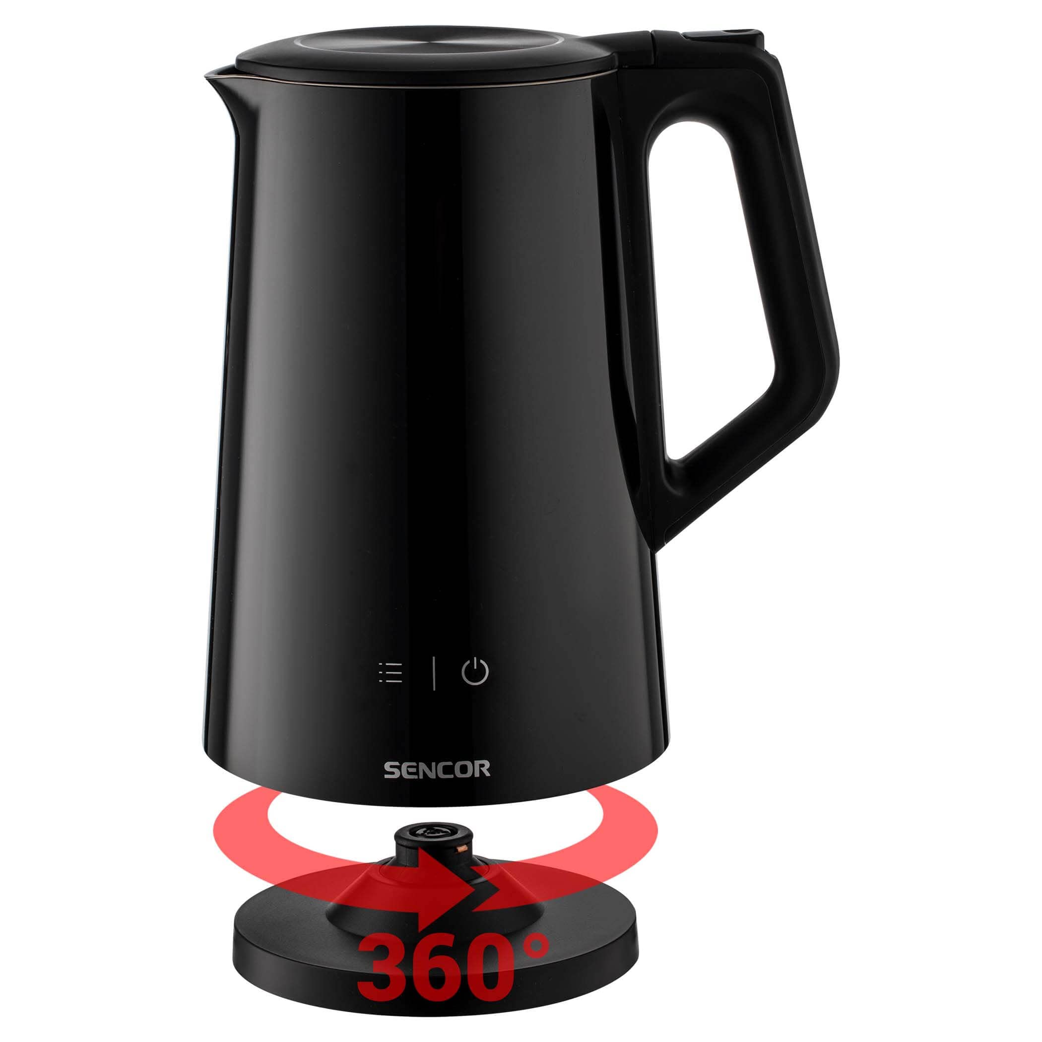 Sencor Bollitore Elettrico Nero Potente, Cool Touch, Anti-Bruciatura, Senza BPA - Bollitore Elettrico Temperatura Regolabile, Display LED, 1.5L, Acciaio Inossidabile, 2200W, Mantenimento Calore