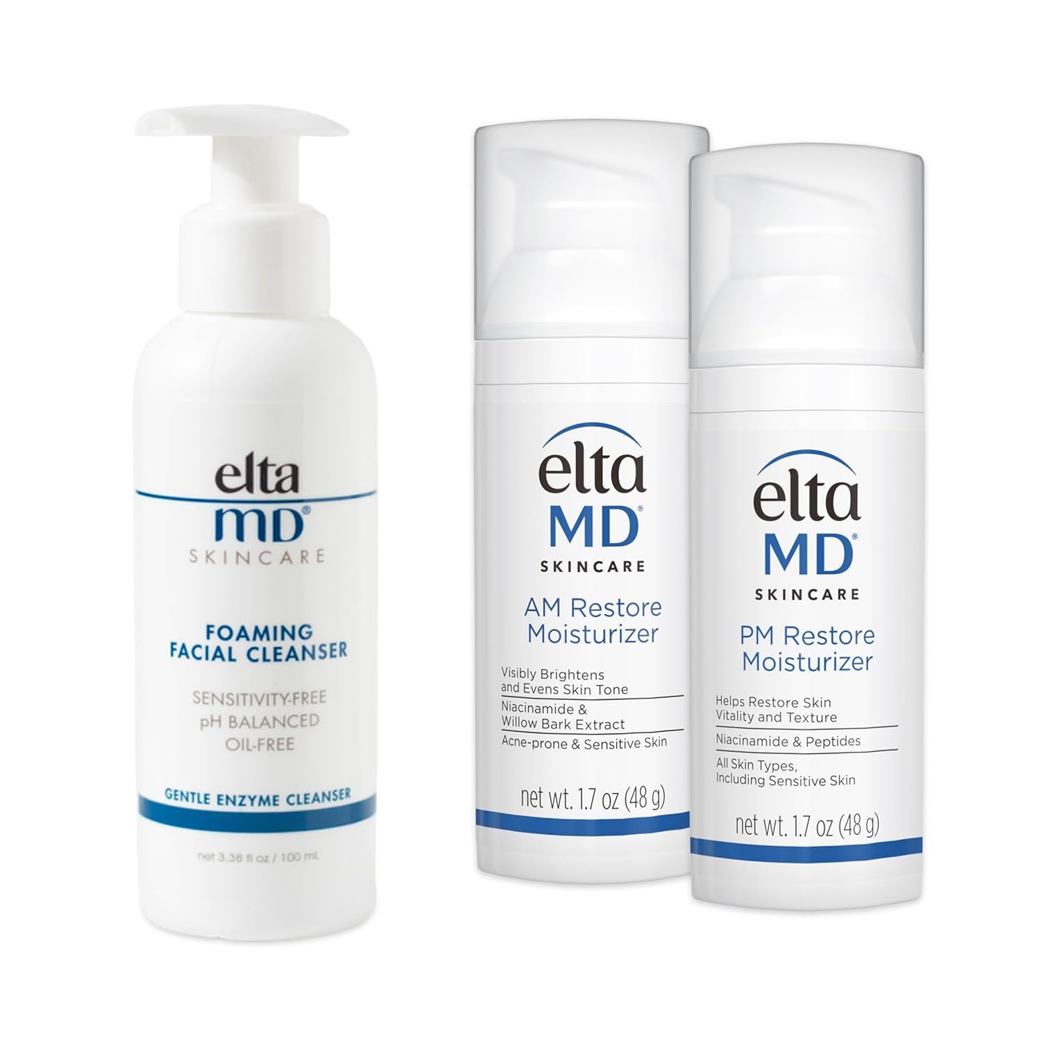 EltaMD AM & PM Moisturizer Facial Kit with Daily Foaming Facial Cleanser, Gentle for Sensitive Skin EltaMD AM & PM Moisturizer Facial Kit with Daily Foaming Facial Cleanser, Gentle for Sensitive Skin