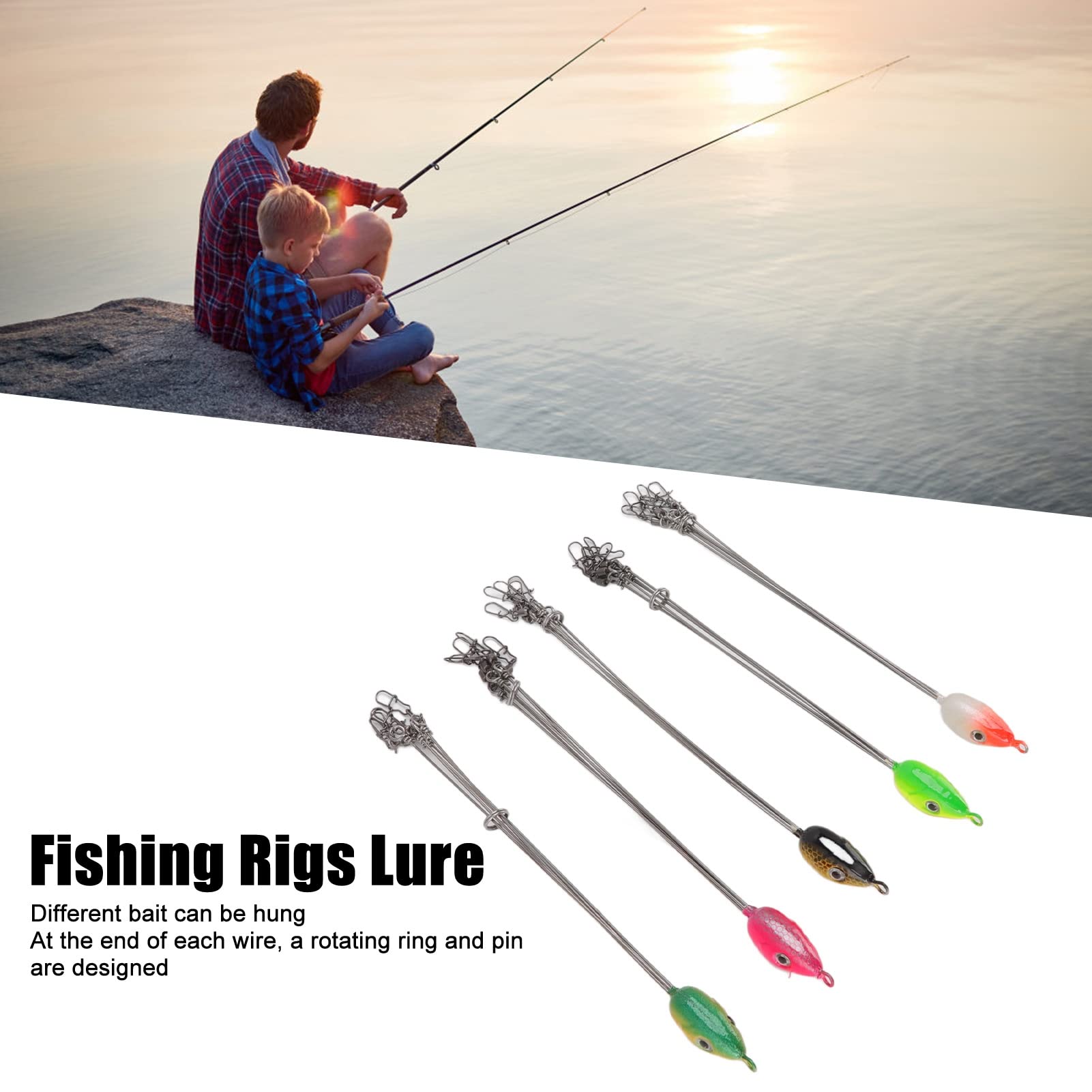 OUKENS Alabama Umbrella Rig, 5PCS Fishing Rigs Lure 18CM Steel 5 Arms Fishing Umbrella Bait with Snap Swivels for Fishing Tackle Accessory