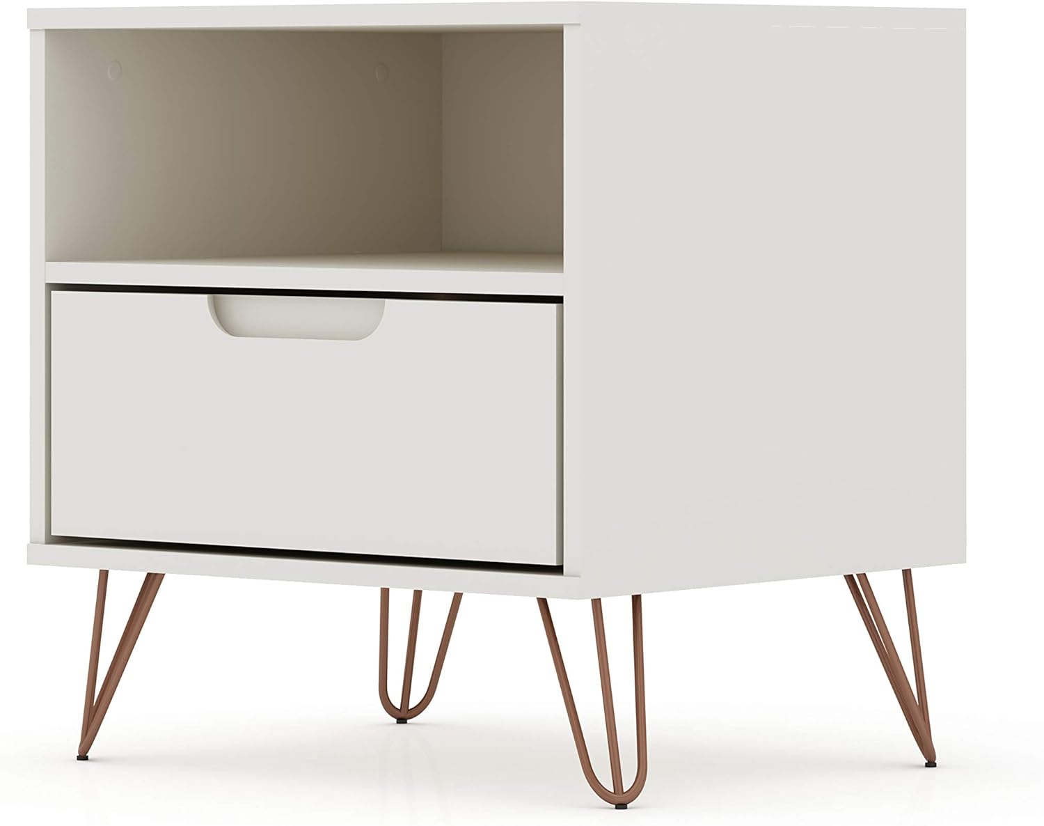 Off-White 1-Drawer Nightstand with Hairpin Legs