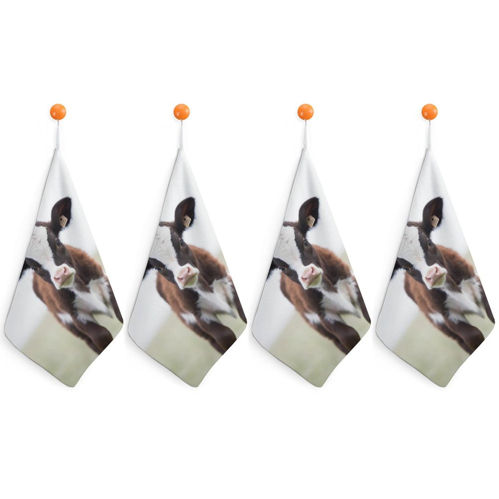 Toallas de cocina con estampado de vaca cuadradas de 11.8 pulgadas en pack de 4