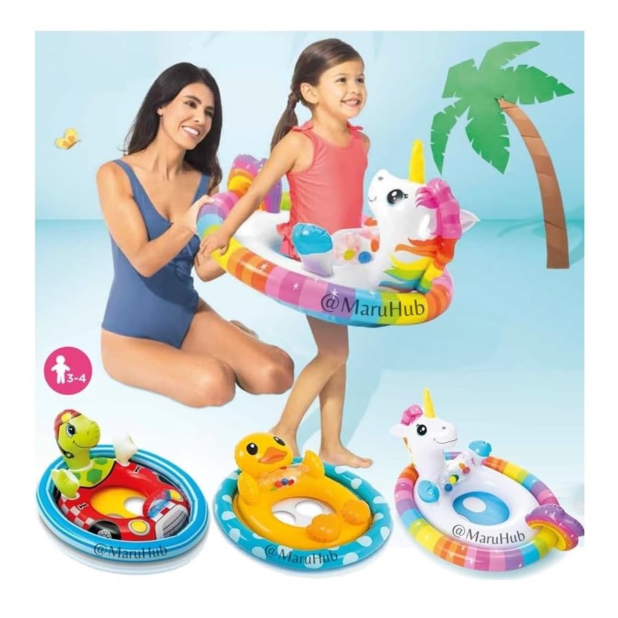 Image of 71x58cm PVC Pool Ring with Leg Holes | Kiddie Water Floats for 3-6 Years Olds | Air Float See-Me-Sit Pool Riders for Beach and Pool - Pack of 1