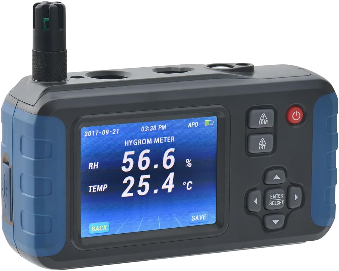 M18-500 Restoration Multi-Function Meter with temperature and humidity detection, infrared temperature measurement, and more