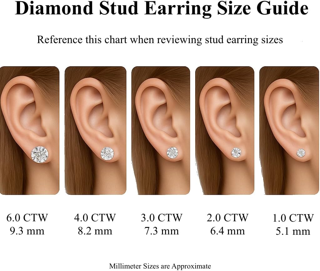Lab Grown Diamond Stud Earrings for Women, Certified Round Brilliant Cut, E–F Color VS1+ Clarity, Set in 14k Gold 4-Prong Push Back, 1–8 Carat Total Weight Range, Charles Jewelry Signature Series