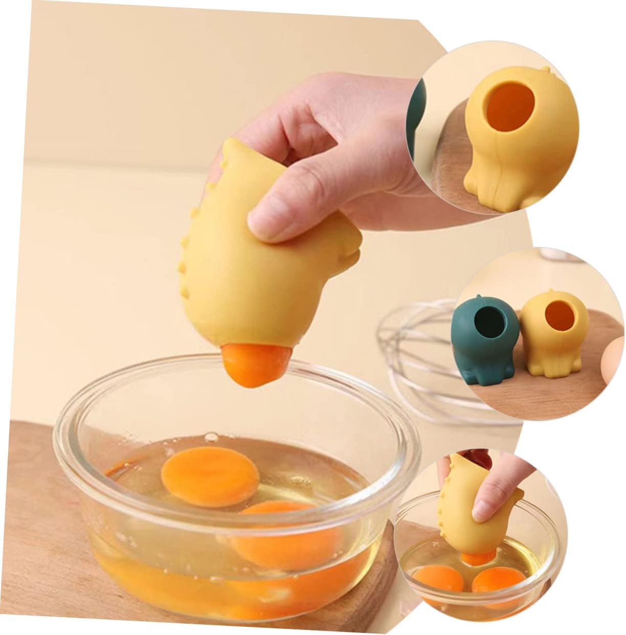 Amosfun 2pcs Silicone Egg Separator Food-grade Kitchen Gadget for Yolk and White Separation and Simple Design for Baking and Cooking